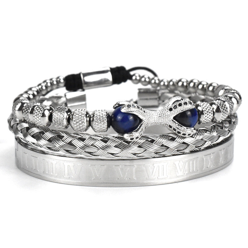 Roman Letter Bracelet Set - Three Pieces