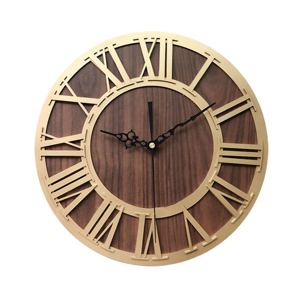Vintage Wooden Roman Numeral Wall Clock for Home Decor
