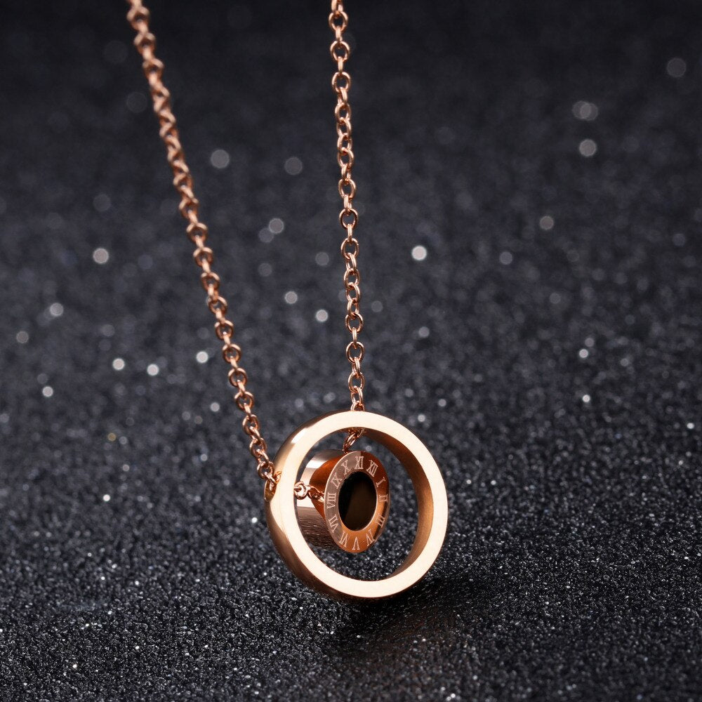 Roman Numeral Titanium Steel Necklace