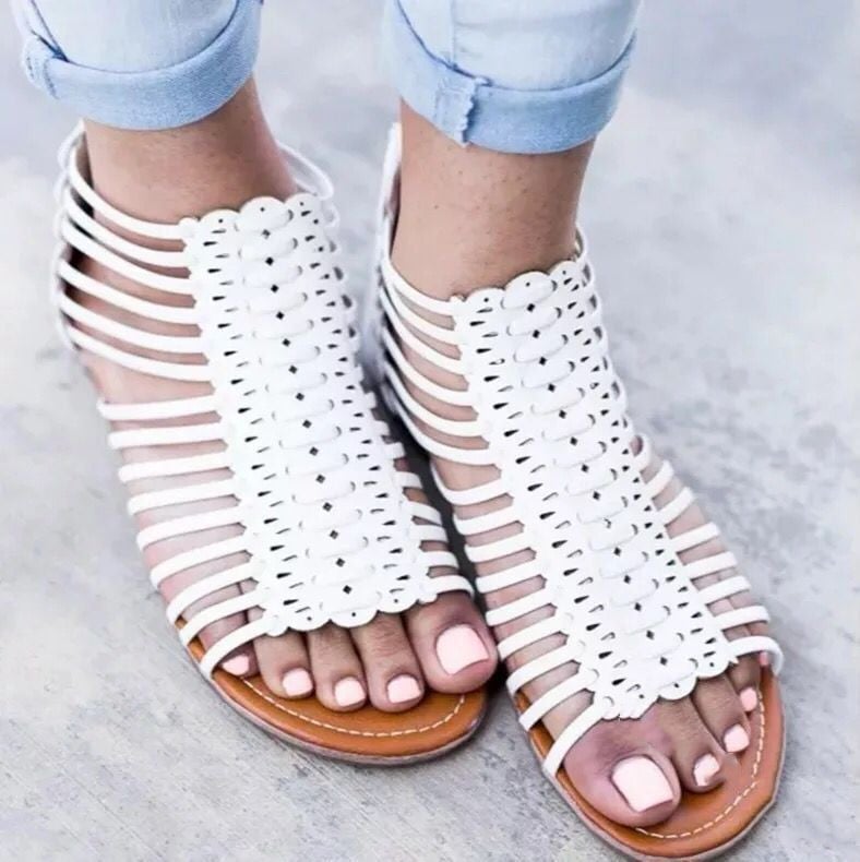Openwork Roman Flat Sole Sandals