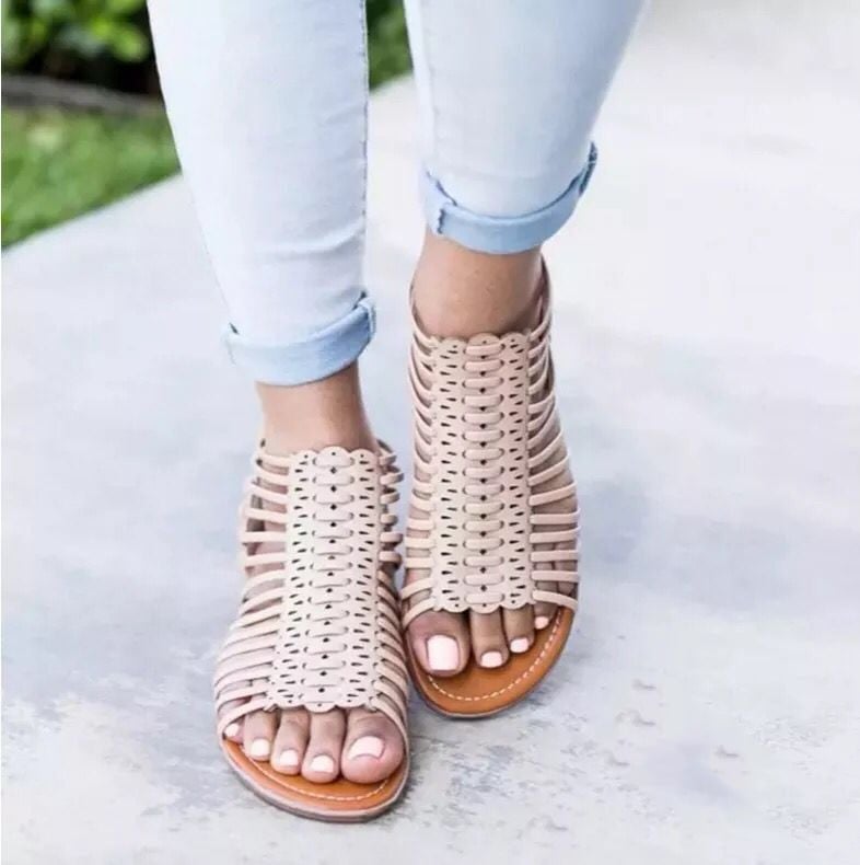 Openwork Roman Flat Sole Sandals