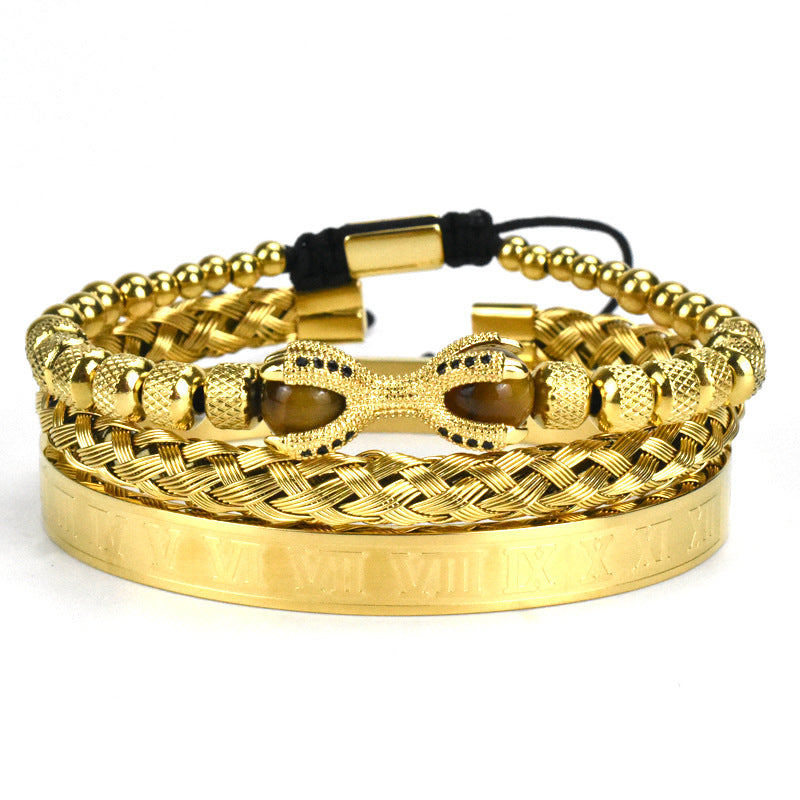 Roman Letter Bracelet Set - Three Pieces