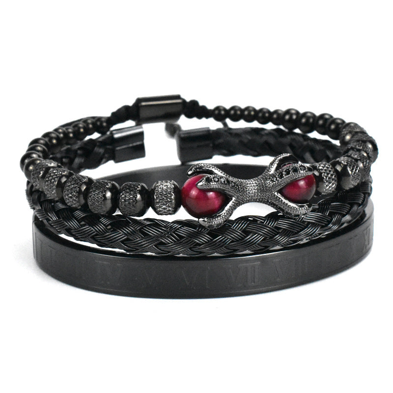 Roman Letter Bracelet Set - Three Pieces