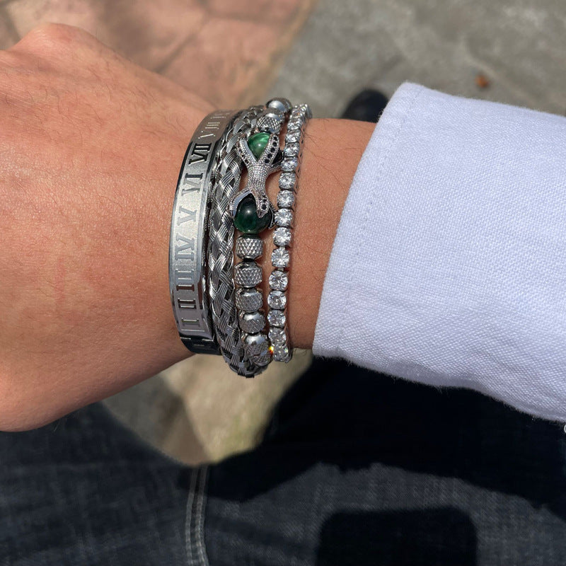 Roman Letter Bracelet Set - Three Pieces