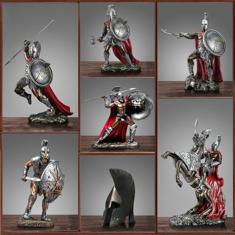 European Vintage Roman Spartan Armor Model Decor Figurine