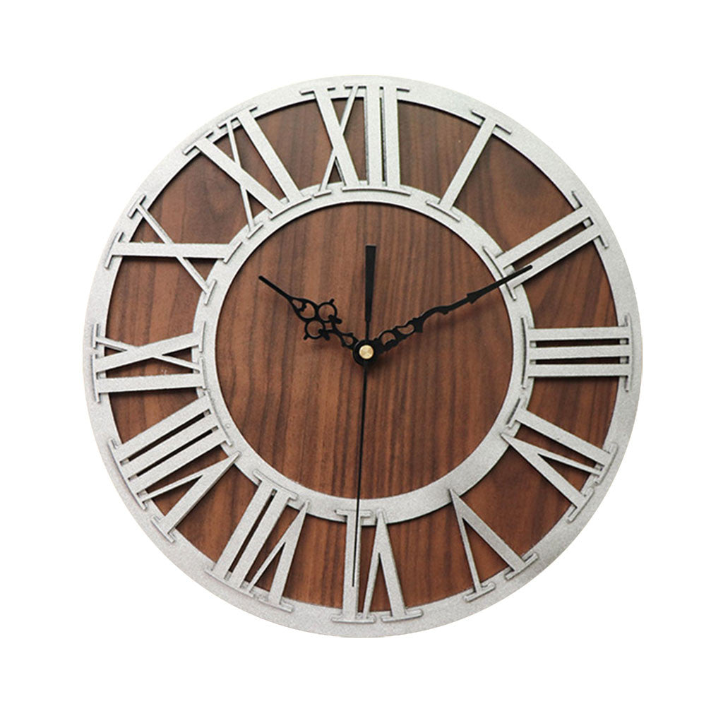 Vintage Wooden Roman Numeral Wall Clock for Home Decor
