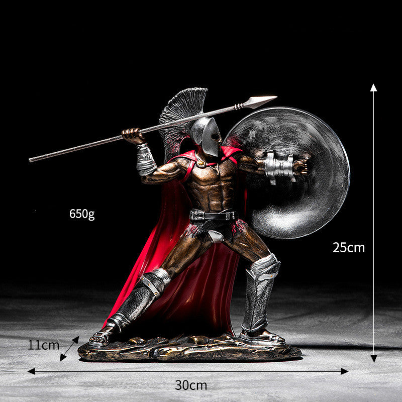 European Vintage Roman Spartan Armor Model Decor Figurine