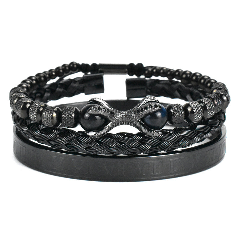 Roman Letter Bracelet Set - Three Pieces