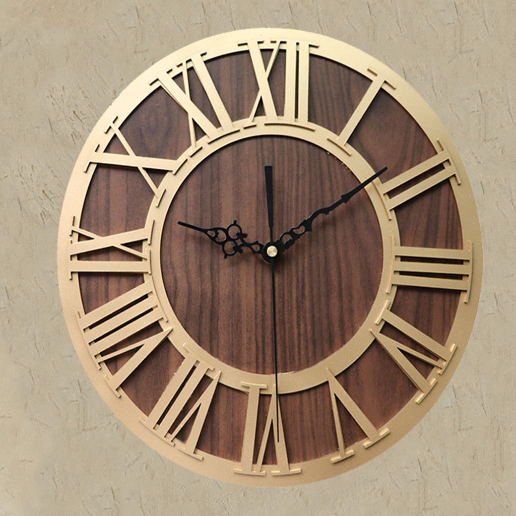 Vintage Wooden Roman Numeral Wall Clock for Home Decor