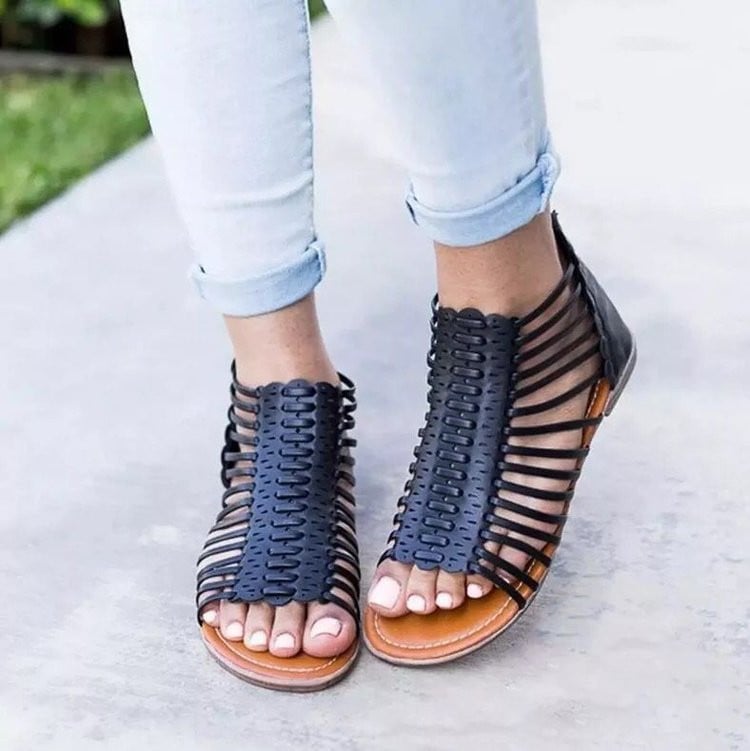 Openwork Roman Flat Sole Sandals