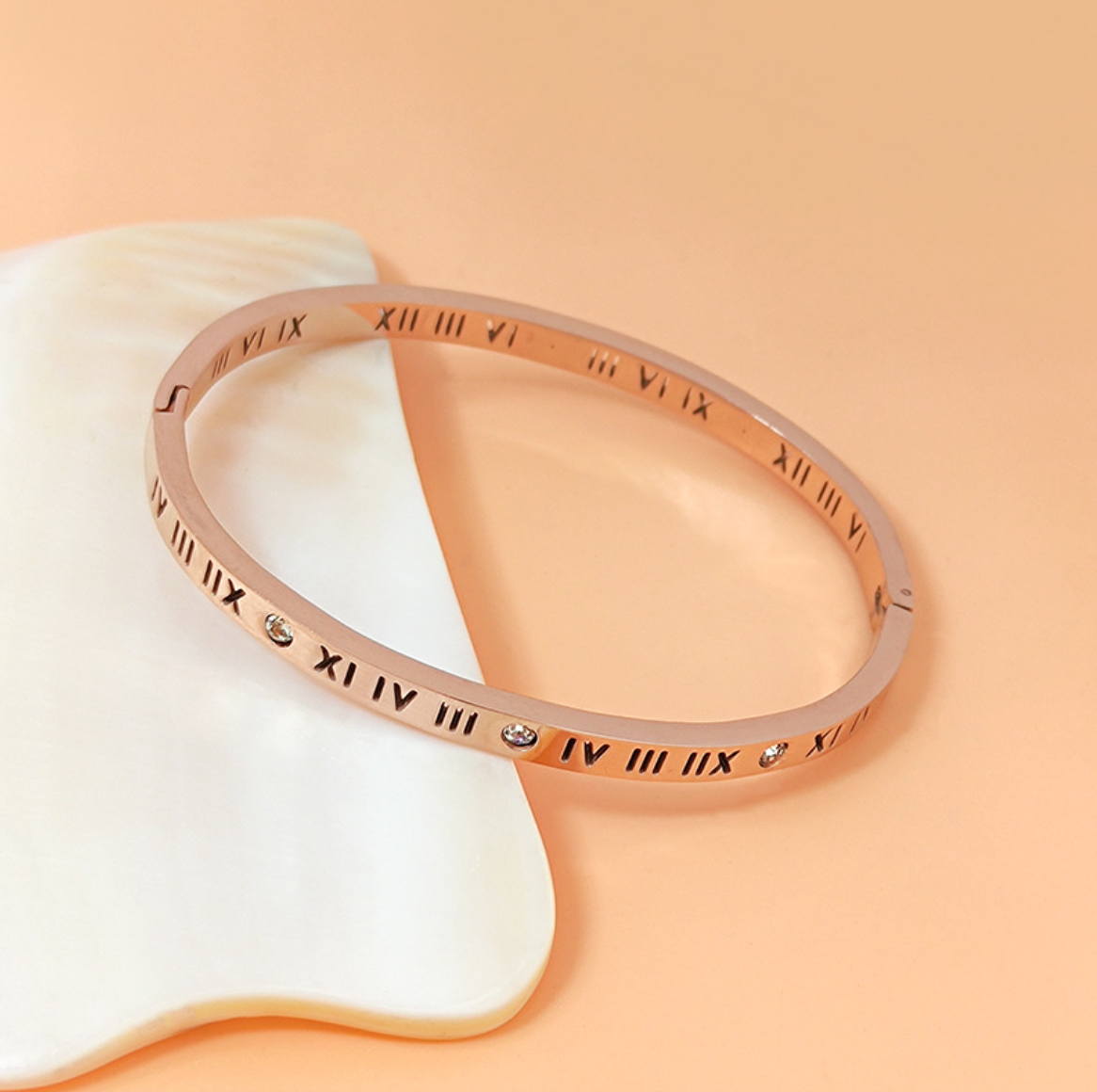 Women's Titanium Steel Roman Numeral Diamond Bracelet
